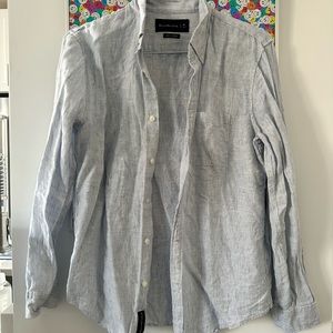 Blue Striped Linen Button Down